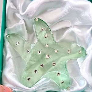 Tropical Starfish paperweight Aqua Crystal Sea Green 4" desk decor beach